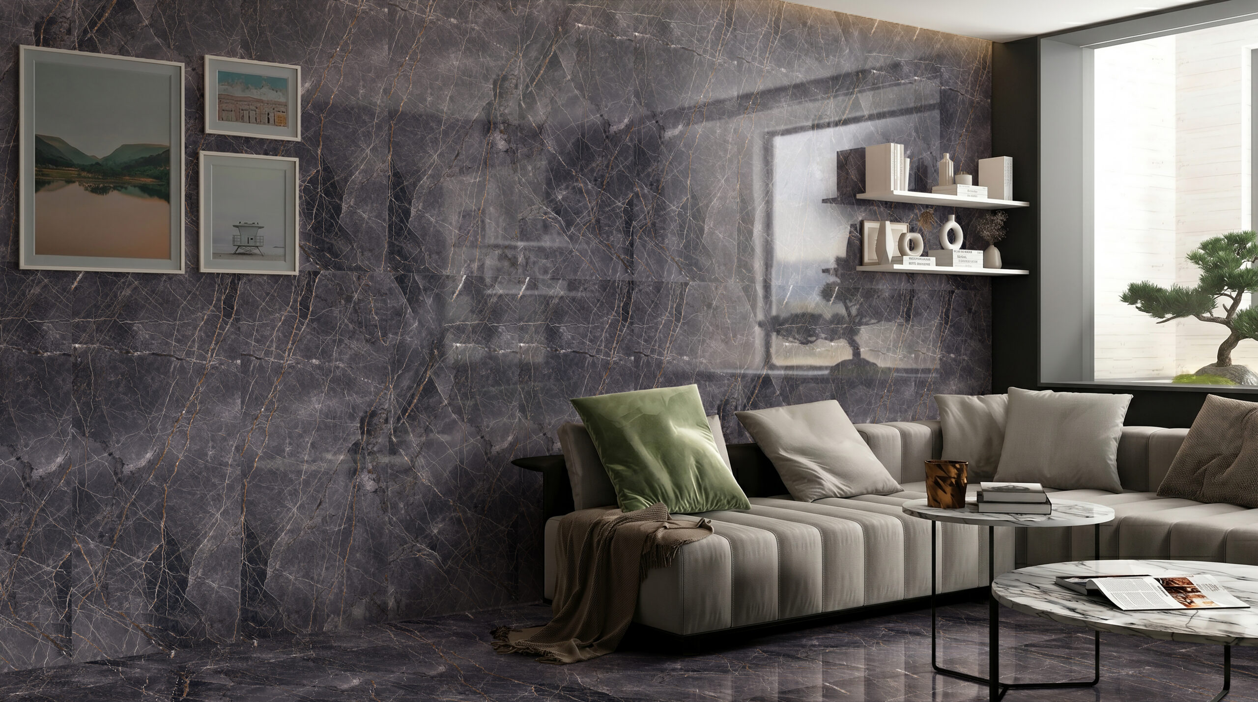 Living room with Sisam surfaces